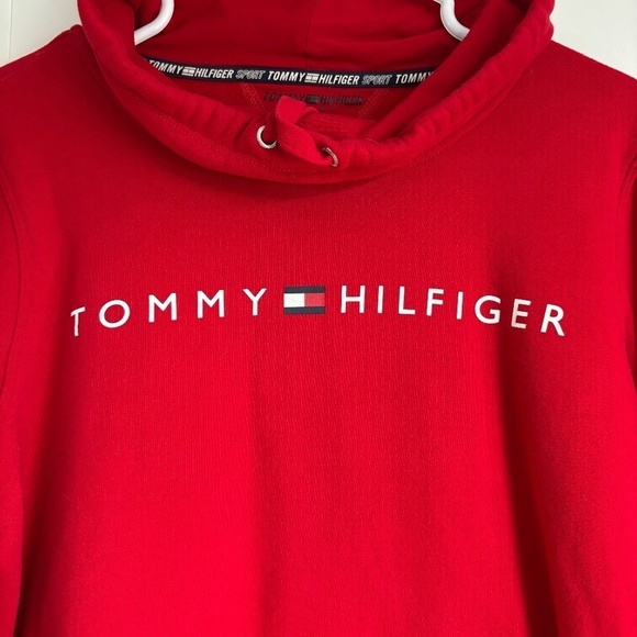 Tommy Hilfiger super soft red funnel neck pullover sweatshirt size L - Picture 3 of 13